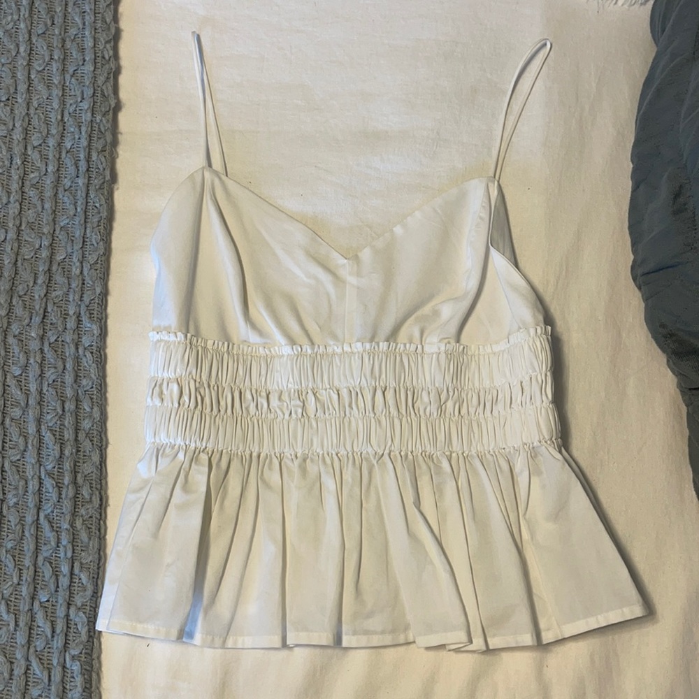 White Peplum Top